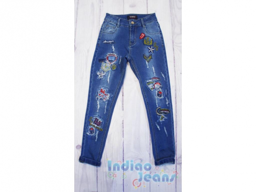 Ультрамодные расшитые джинсы-бойфренды для девочек