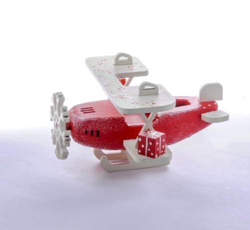 Елочная игрушка, сувенир - Самолет Биплан 3020 Winter