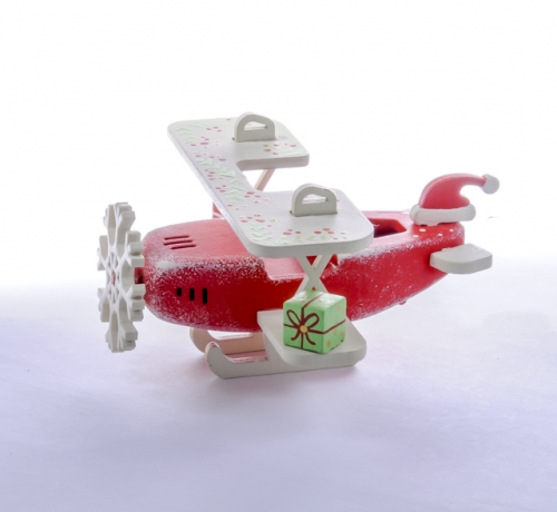 Елочная игрушка, сувенир - Самолет Биплан 3020 Santa Winter