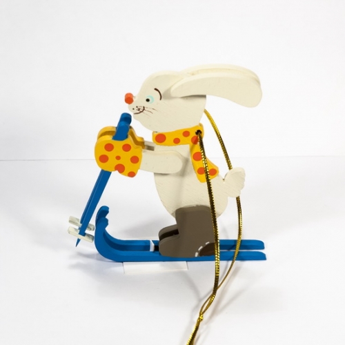 Елочная игрушка - Зайчик на лыжах 370-1