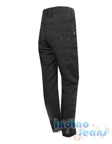  1573 р.Утепленные черные брюки из немнущейся ткани, для мальчиков, арт. М12587.