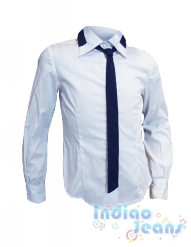  990 р.Белая блузка на пуговицах,с галстуком,  с длинными рукавами