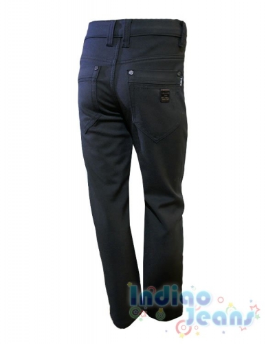 Черные утепленные немнущиеся брюки-стрейч для мальчиков, арт. М13201.