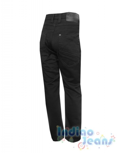  1408 р.Черные утепленные брюки-стрейч для мальчиков, арт. М10868.