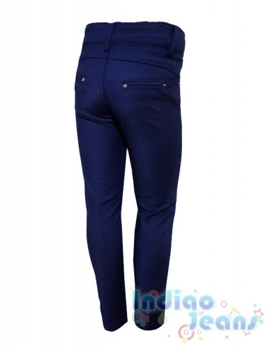 Прямые синие брюки-стрейч для девочек