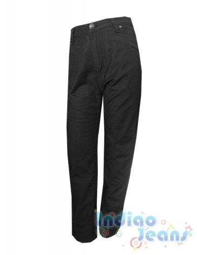  1408 р.Черные утепленные брюки-микротвил , для мальчиков, арт. М12601.