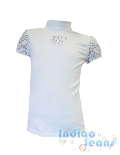 Белая трикотажная блузка для девочек
