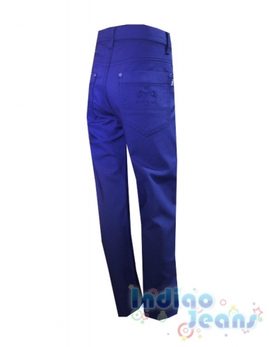 Синие немнущиеся брюки-стрейч для мальчиков
