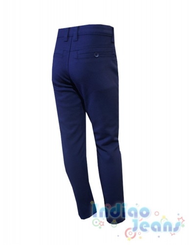 Синие утепленные немнущиеся брюки-стрейч для мальчиков, арт. М13601.