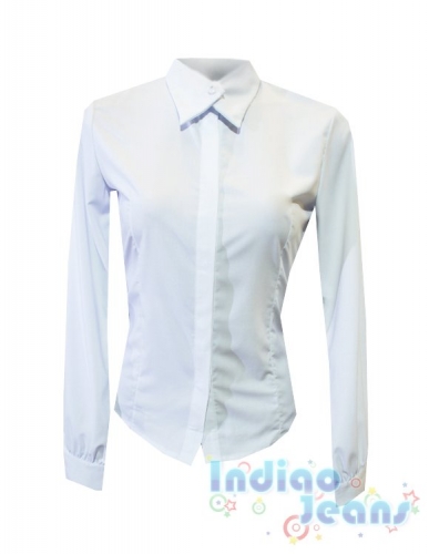 Белая блузка со скрытыми пуговицами, большие размеры