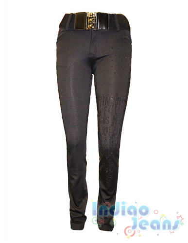  660 р.Нарядные брюки с россыпью из страз, модный ремень в комплекте