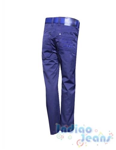 Темно-синие брюки из плащевой ткани для мальчиков, ремень в комплекте