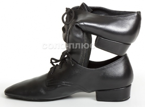 Мужские туфли Черная кожа с раздельной подошвой Стандарт Solo S206