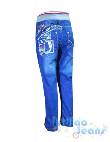 Облегченные джинсы на мягкой резинке для мальчиков