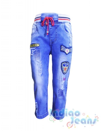 Ультрамодные рваные джинсы с нашивками, для мальчиков