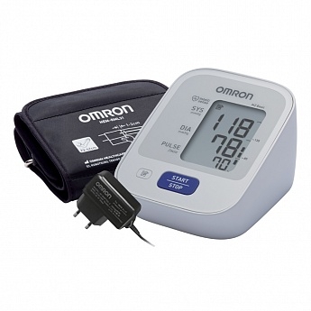 OMRON Измеритель артериального давления и частоты пульса автоматический OMRON M2 Basic (HEM-7121-ALRU) Адаптер+Универсальная манжета (22-42 см.)