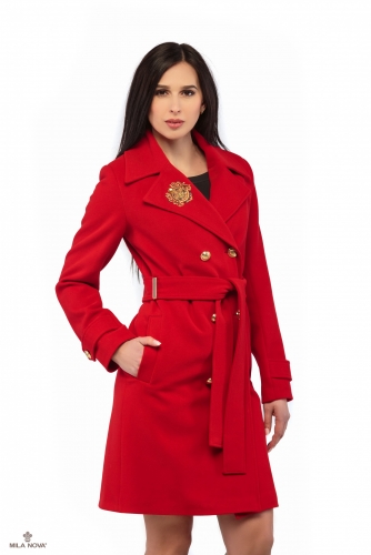 Пальто красный ПВ-13 Mila Nova