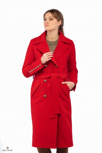 Пальто красный ПВ-18 Mila Nova