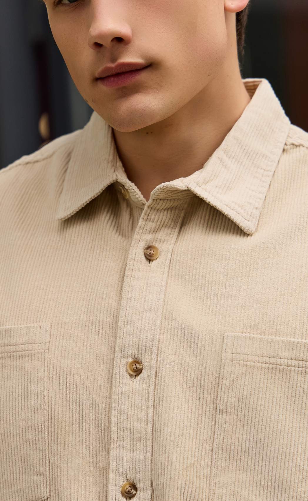 Рубашка вельвет F221-0470 l.beige
