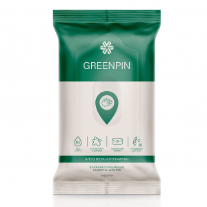 199p  240p  акция до 30.09Влажные очищающие салфетки для рук GREENPIN