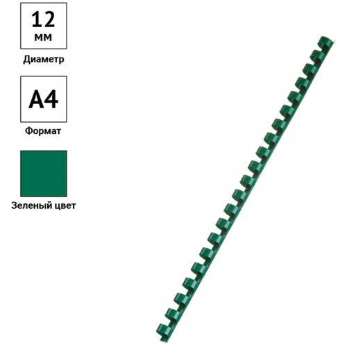 Пружины пластик D=12мм OfficeSpace, зеленый, 100шт. 292187