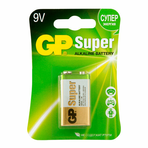 Батарейка GP (Джи-Пи) Alkaline 9V (6LR61, 1604A), в блистере, 9В, 1604A-BC1 450625