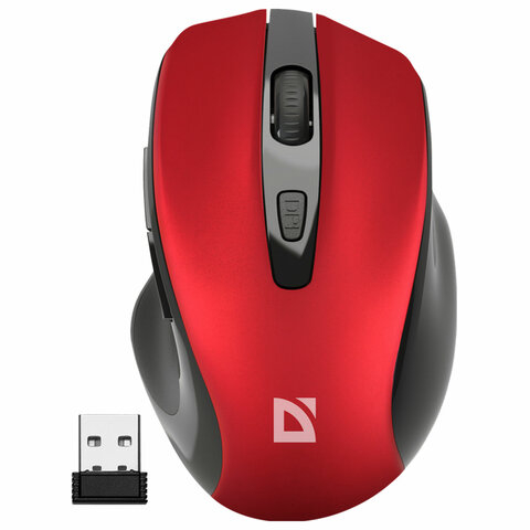 Мышь беспроводная DEFENDER Prime MB-053, USB, 5 кнопок + 1 колесо-кнопка, оптическая, красная, 52052, 513821