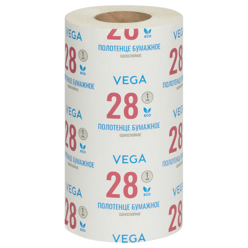 Полотенца бумажные в рулонах Vega, 1-слойные, 28м/рул., серые, 361850