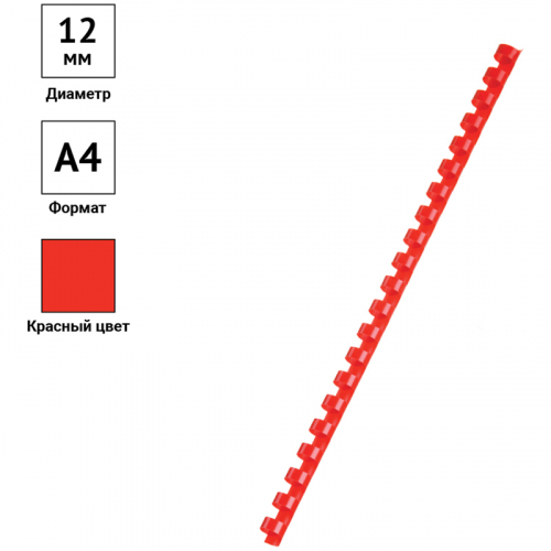 Пружины пластик D=12мм OfficeSpace, красный, 100шт. 292186