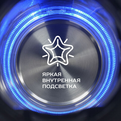 Чайник SCARLETT SC-EK27G101, 2200Вт, электрический 1.8л, стекло, сталь 1533439/455911