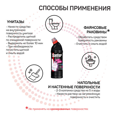 Чистящее средство 750 г, SANFOR WC gel (Санфор гель) 