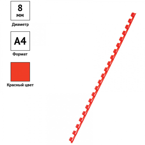 Пружины пластик D=08мм OfficeSpace, красный, 100шт. 292181