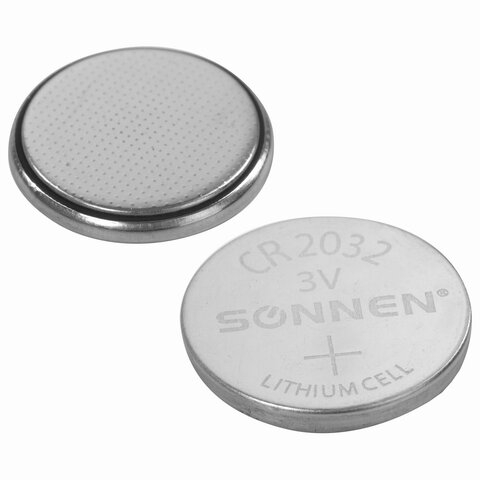 Батарейка SONNEN, CR2032 (таблетка), d=20 мм, h=3,2 мм, ЛИТИЕВАЯ, 1 шт., в блистере, 3 В, 451974