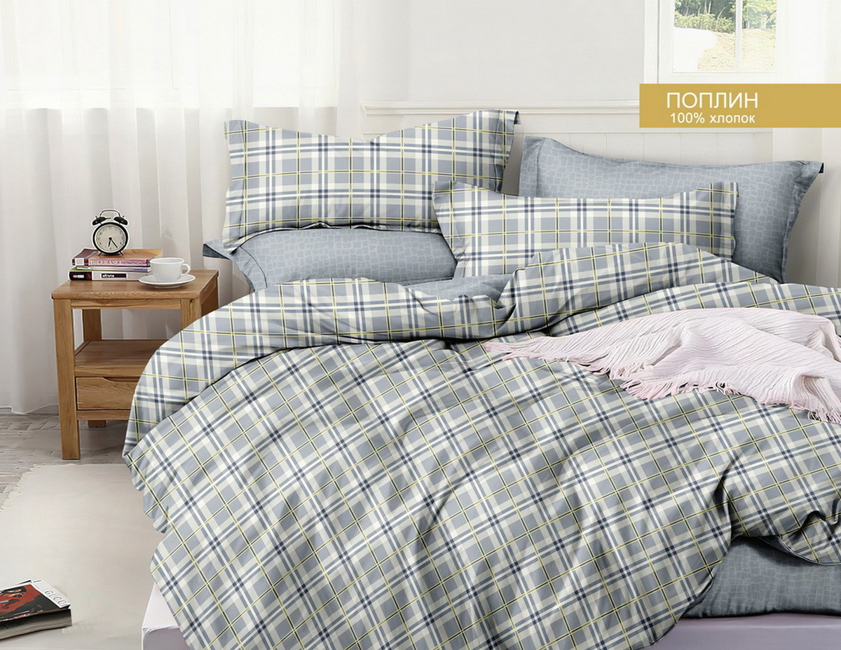 Постельное белье Зима-Лето из поплина с окантовкой ЗЛПО27-1436