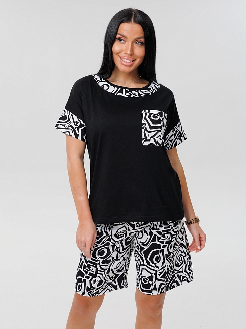 Женский костюм К-125(К) / Черный (белый узор)