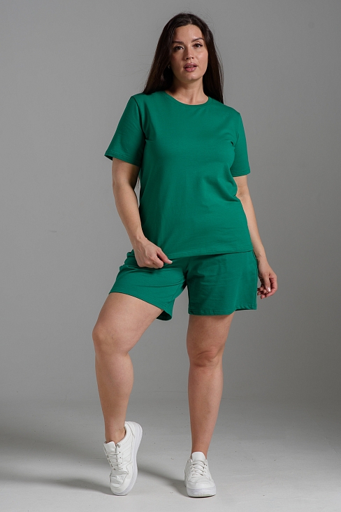 Женский костюм с шортами 14485 / зеленый