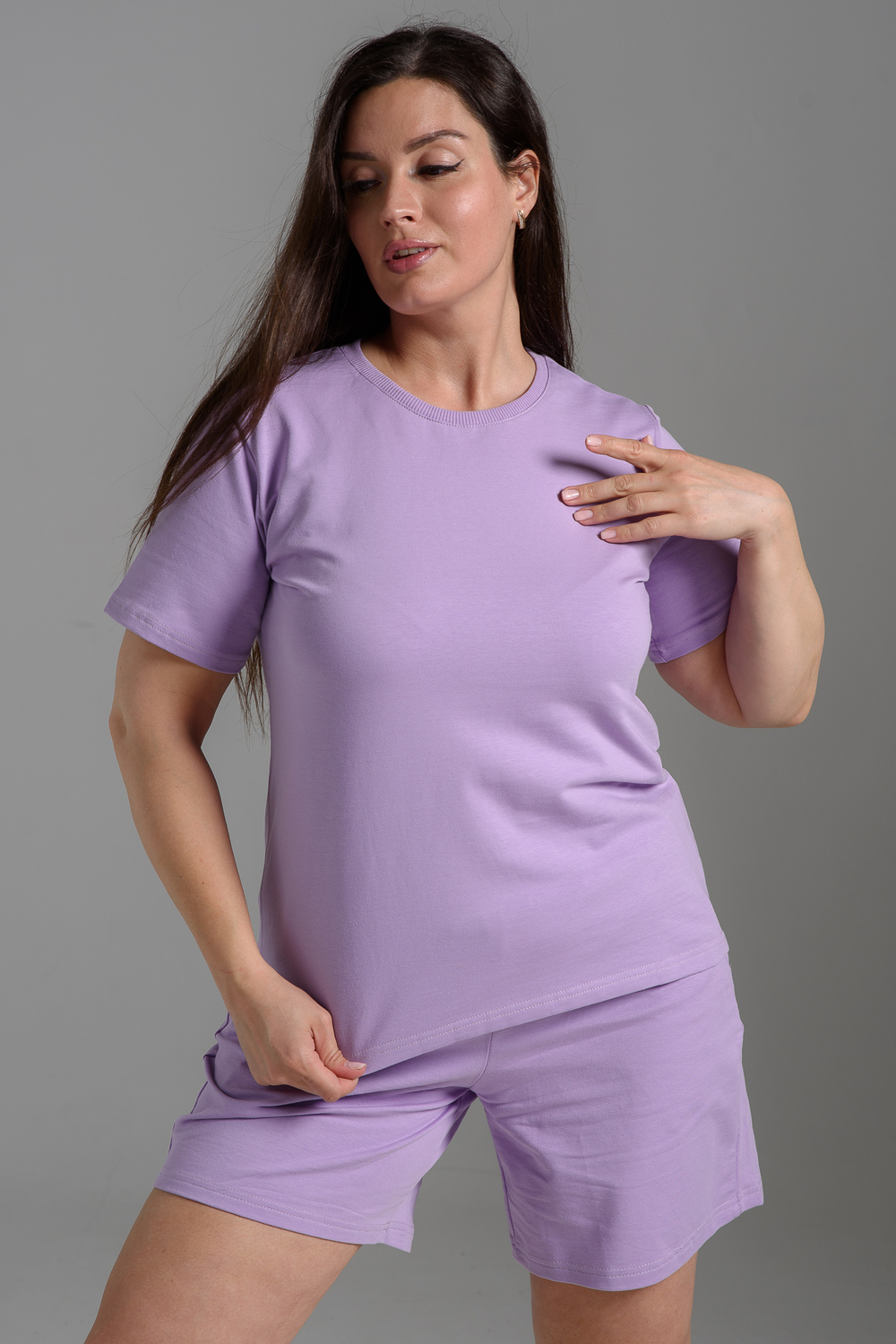 Женский костюм с шортами 14485 / светло-сиреневый