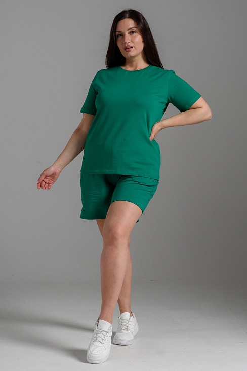 Женский костюм с шортами 14485 / зеленый