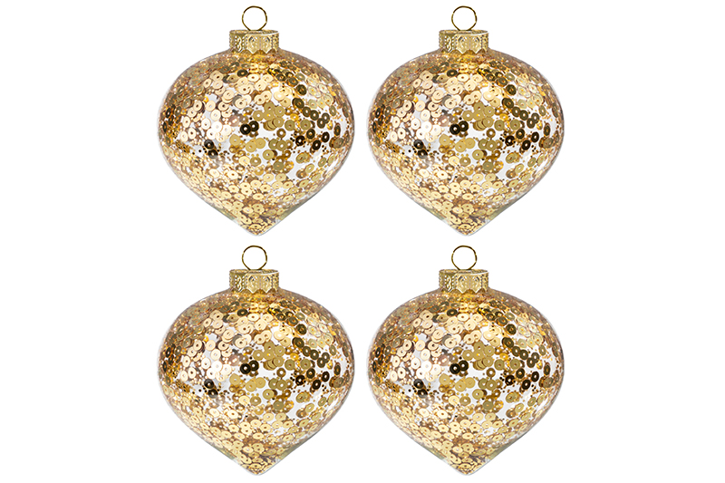 Набор 4 стеклянных новогодних шаров 7,7*7,4 см