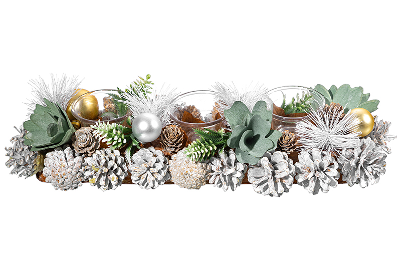 Новогоднее украшение подсвечник 38*14*8 см