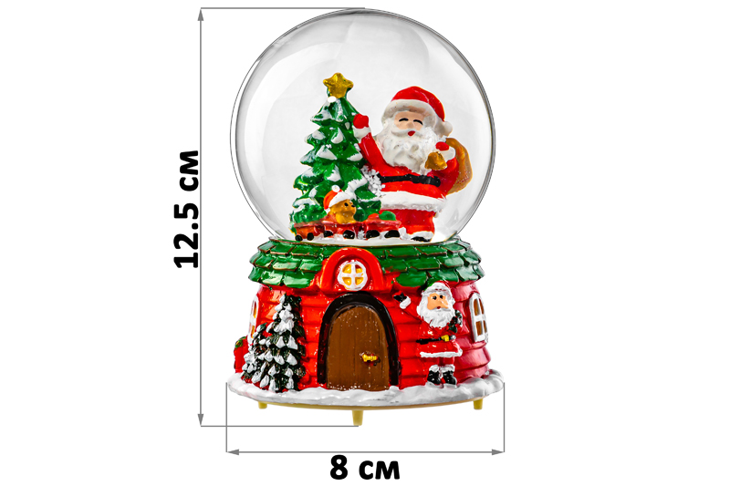 Новогодний шар со снегом 8*8*12,5 см