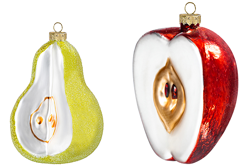 Набор 2 стеклянных новогодних игрушек
