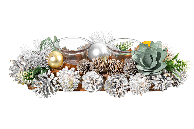 Новогоднее украшение подсвечник 32*14*8 см