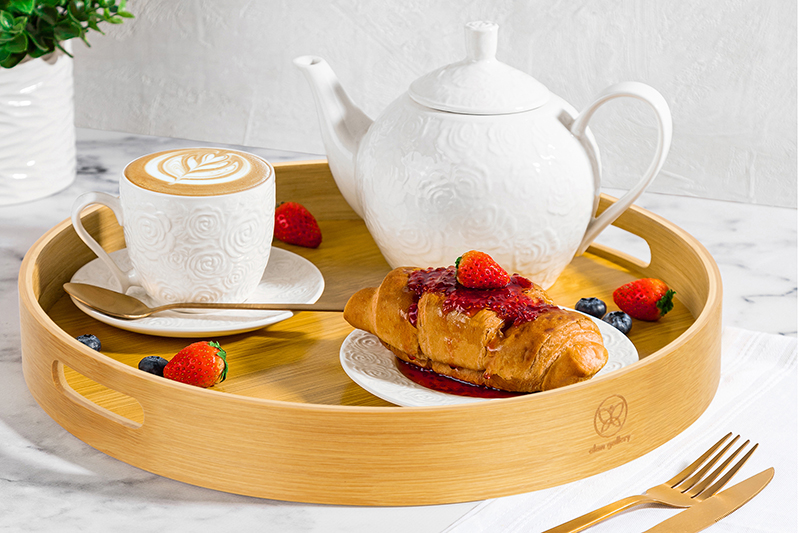 Поднос 38*38*5 см круглый, бамбук