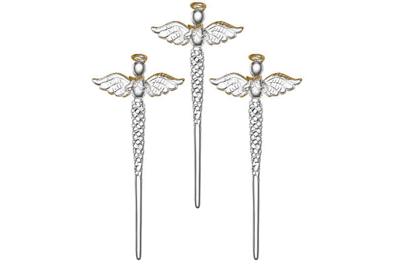 Набор 3 стеклянных новогодних игрушек 7,8*17,6 см