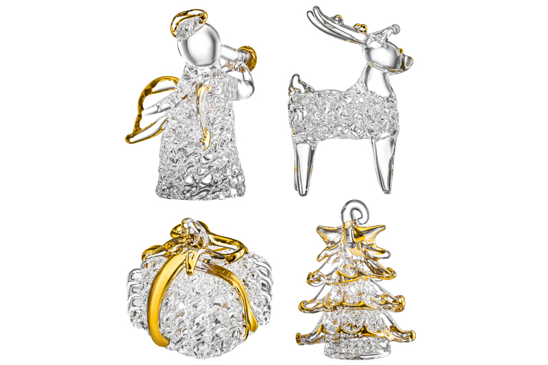 Набор 4 новогодних игрушек