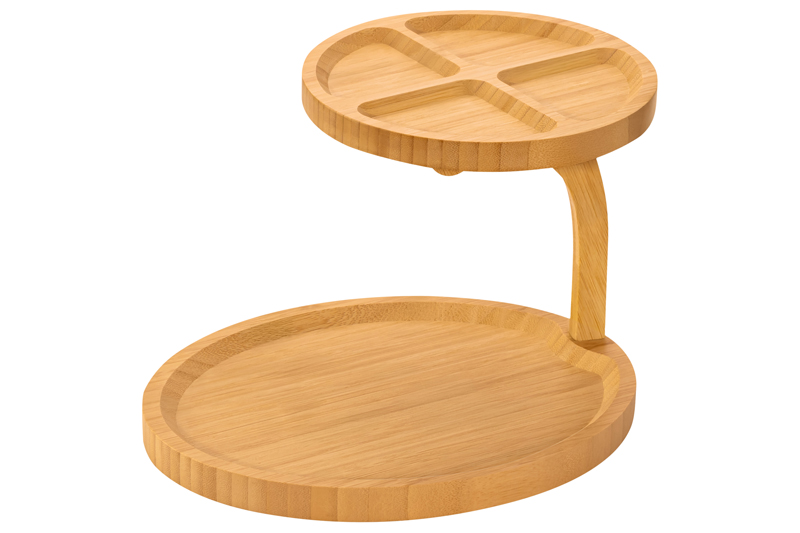 Подставка 2-уровневая овальная 30,5*24,5*18,5 см, секционная, многофункциональная, бамбук