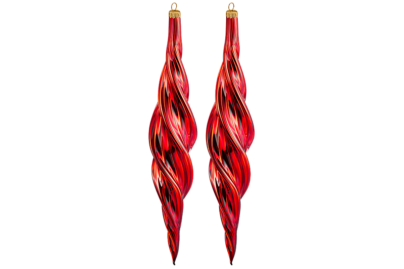 Набор 2 стеклянных новогодних игрушек 4,7*23 см