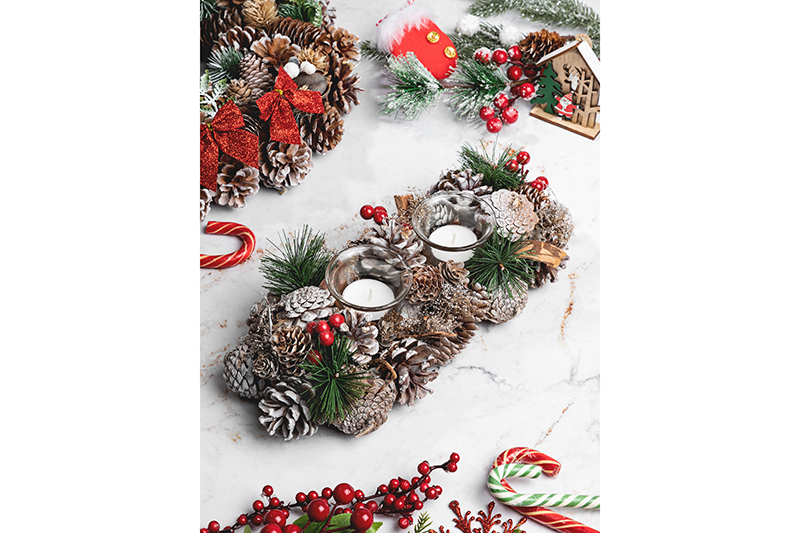 Новогоднее украшение подсвечник 33*15*8 см