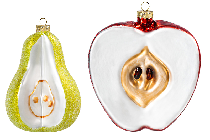 Набор 2 стеклянных новогодних игрушек
